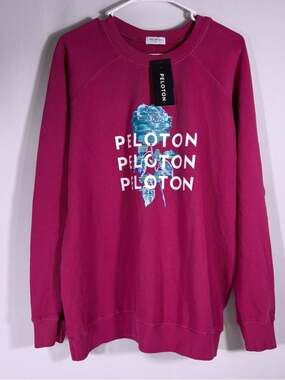 LAST CHANCE1! NWT Peloton Magenta Sweatshirt Teal Leaf Graphic Size Med B11